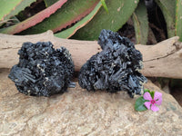 Natural Schorl Black Tourmaline Specimens x 2 From Erongo, Namibia