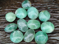 Polished Green Fluorite Palm Stone x 12 From Madagascar
