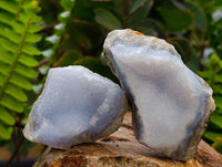 Natural Blue Lace Agate Geode Specimens x 24 From Nsanje, Malawi