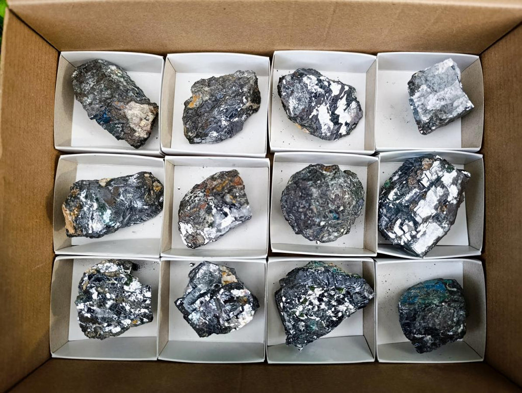 Natural Fragile Lead Galena Cobbed Specimens x 12 From Kaokoveld, Namibia