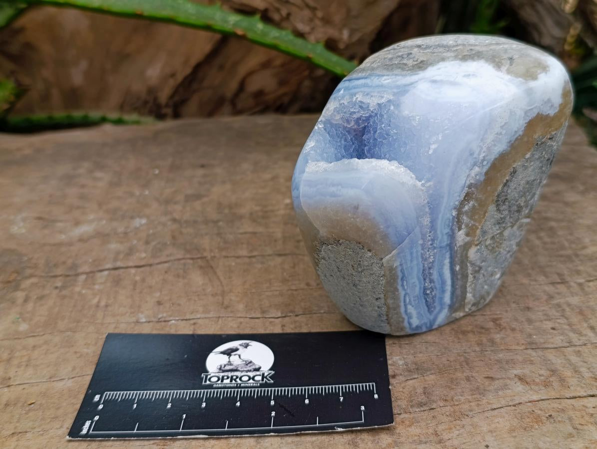 Polished Blue Lace Agate Standing Free Forms x 3 From Nsanje, Malawi