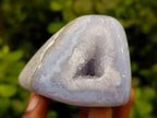 Polished Blue Lace Agate Standing Free Forms x 3 From Nsanje, Malawi