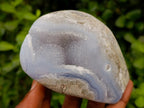 Polished Blue Lace Agate Standing Free Forms x 3 From Nsanje, Malawi