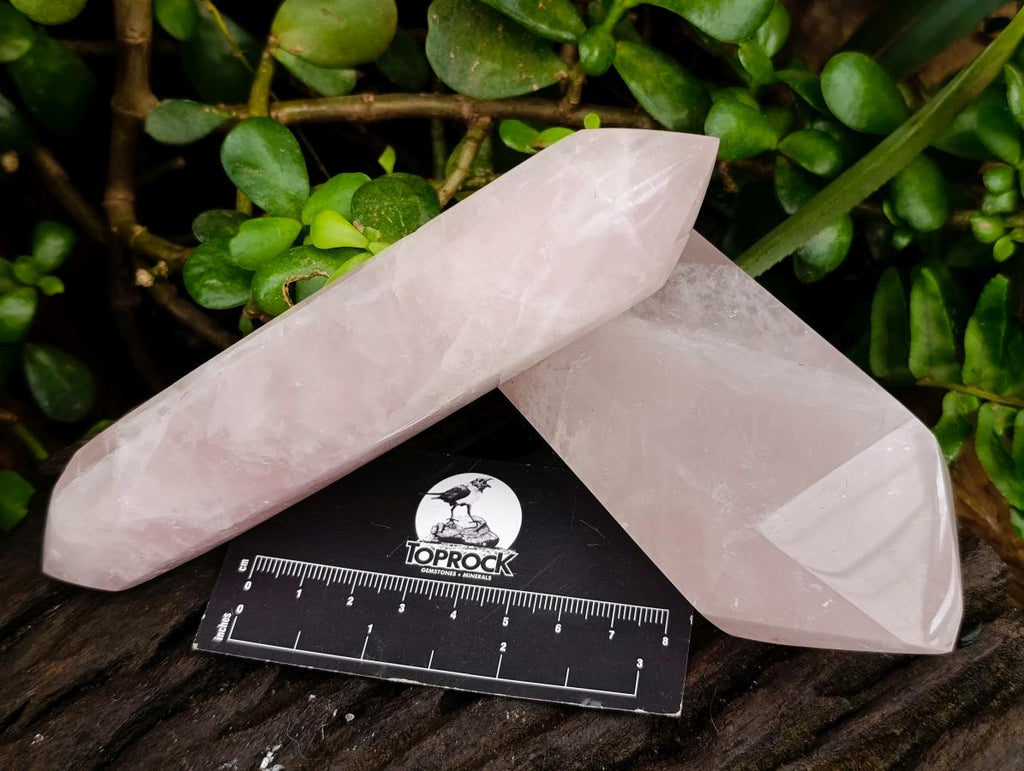 Polished Double Terminated Rose Quartz Crystals x 6 From Madagascar - Toprock Gemstones and Minerals 