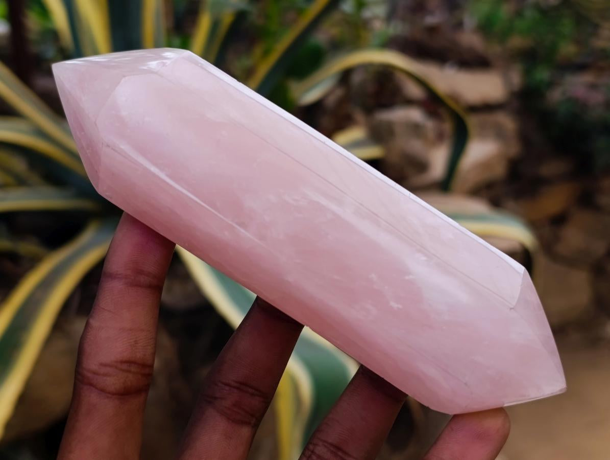 Polished Double Terminated Rose Quartz Crystals x 6 From Madagascar