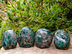 Polished Emerald Mica 'Mutokolite' Standing Free Forms x 4 From Mutoko, Zimbabwe