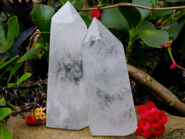 Polished Clear Quartz Crystals x 2 From Madagascar