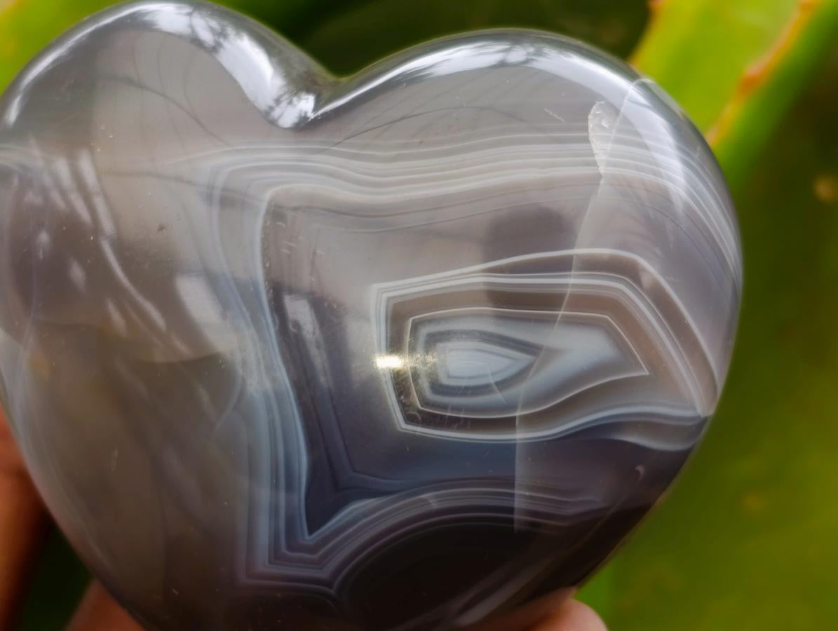 Polished Banded Agate Hearts x 6 From Madagascar