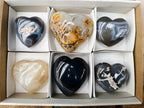 Polished Banded Agate Hearts x 6 From Madagascar