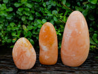 Polished Orange Twist Calcite Standing Free Forms x 3 From Maevantanana, Madagascar