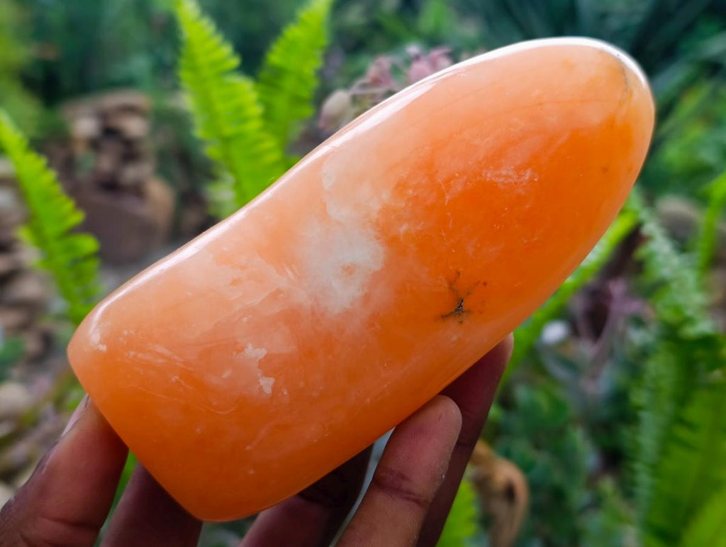 Polished Orange Twist Calcite Standing Free Forms x 3 From Maevantanana, Madagascar