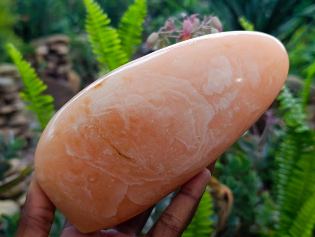Polished Orange Twist Calcite Standing Free Forms x 3 From Maevantanana, Madagascar