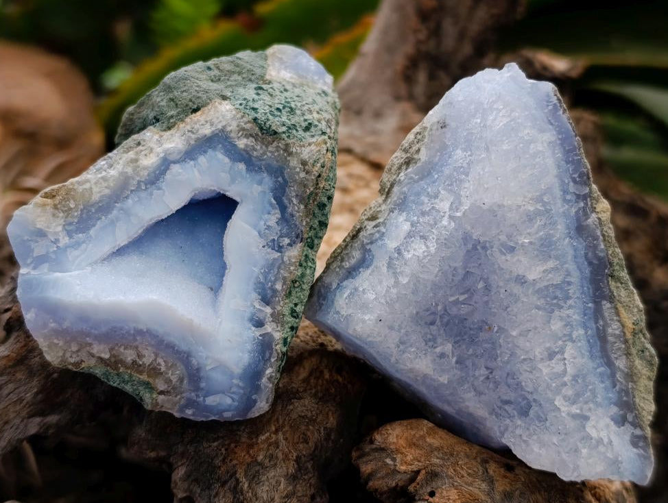 Natural Blue Lace Agate Geode Specimens x 12 From Nsanje, Malawi