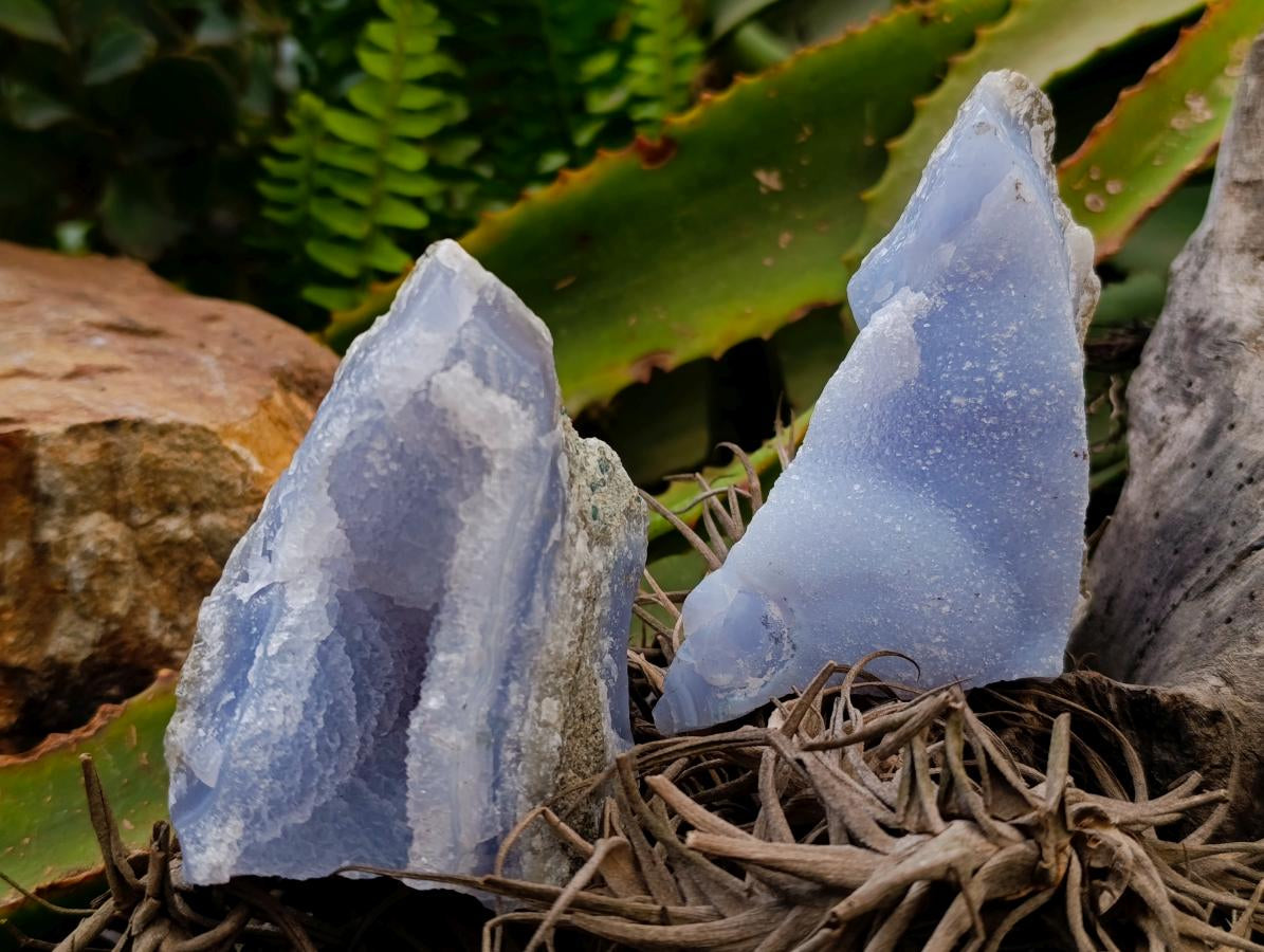 Natural Blue Lace Agate Geode Specimens x 12 From Nsanje, Malawi