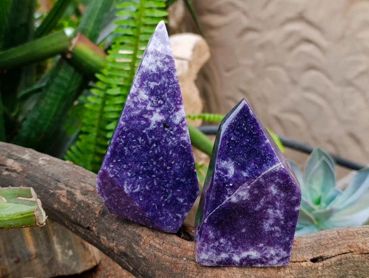 Polished Lepidolite Points x 2 From Zimbabwe