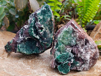 Natural Drusy Quartz Coated Ball Malachite On Dolomite Specimens x 2 From Mindingi Mine, Kambove, Congo