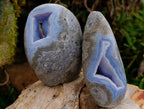 Polished Blue Lace Agate Standing Free Forms x 6 From Nsanje, Malawi