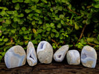 Polished Blue Lace Agate Standing Free Forms x 6 From Nsanje, Malawi
