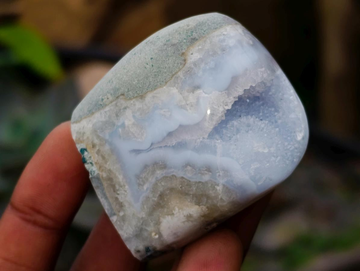 Polished Blue Lace Agate Standing Free Forms x 6 From Nsanje, Malawi