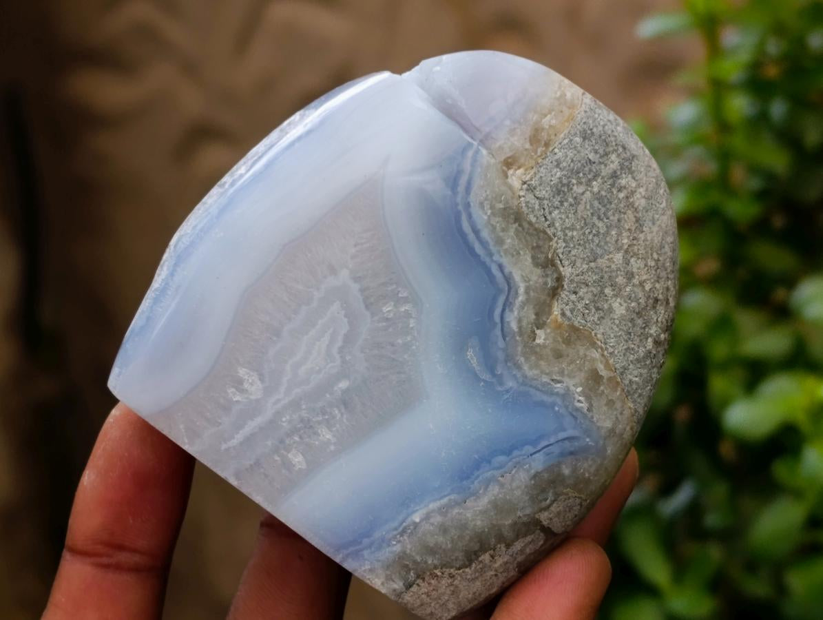 Polished Blue Lace Agate Standing Free Forms x 6 From Nsanje, Malawi