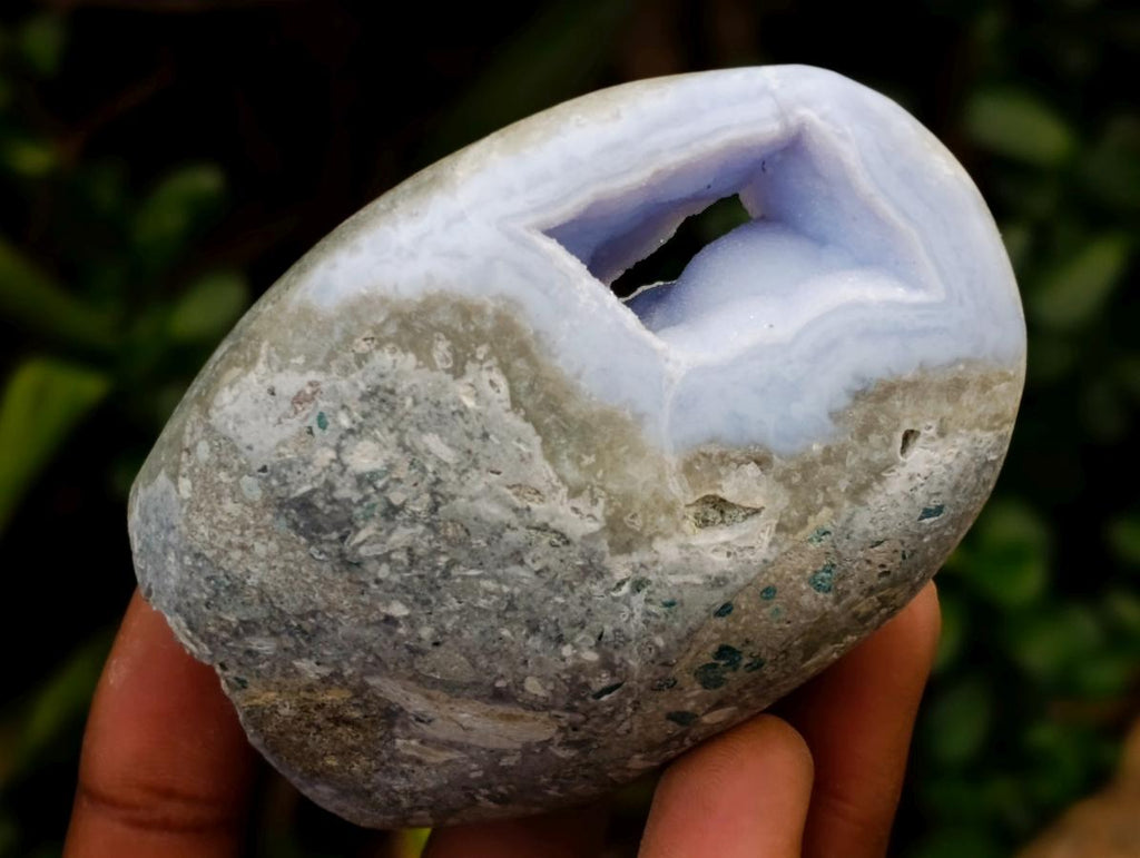 Polished Blue Lace Agate Standing Free Forms x 6 From Nsanje, Malawi