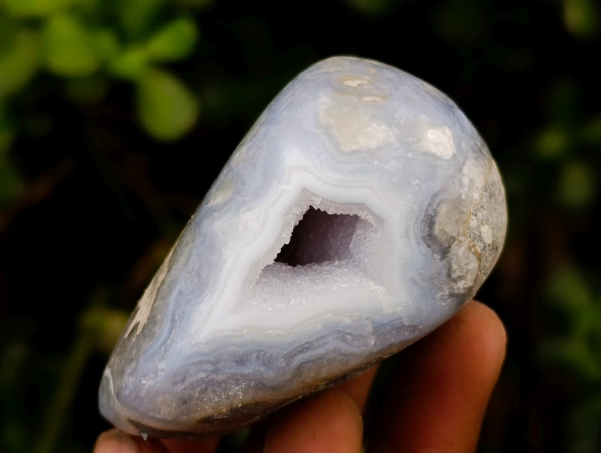 Polished Blue Lace Agate Standing Free Forms x 6 From Nsanje, Malawi