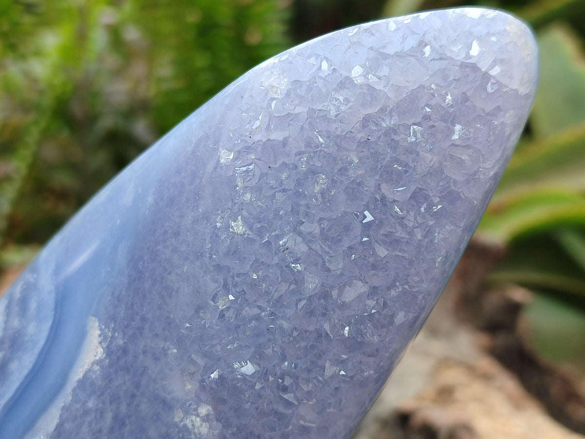 Polished Blue Lace Agate Standing Free Forms x 3 From Nsanje, Malawi