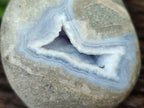 Polished Blue Lace Agate Standing Free Forms x 3 From Nsanje, Malawi