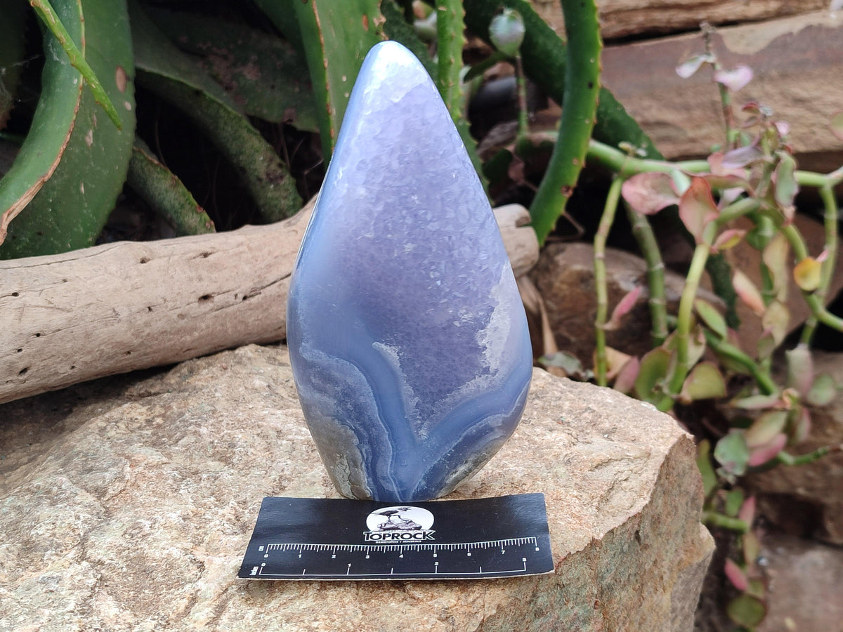 Polished Blue Lace Agate Standing Free Forms x 3 From Nsanje, Malawi