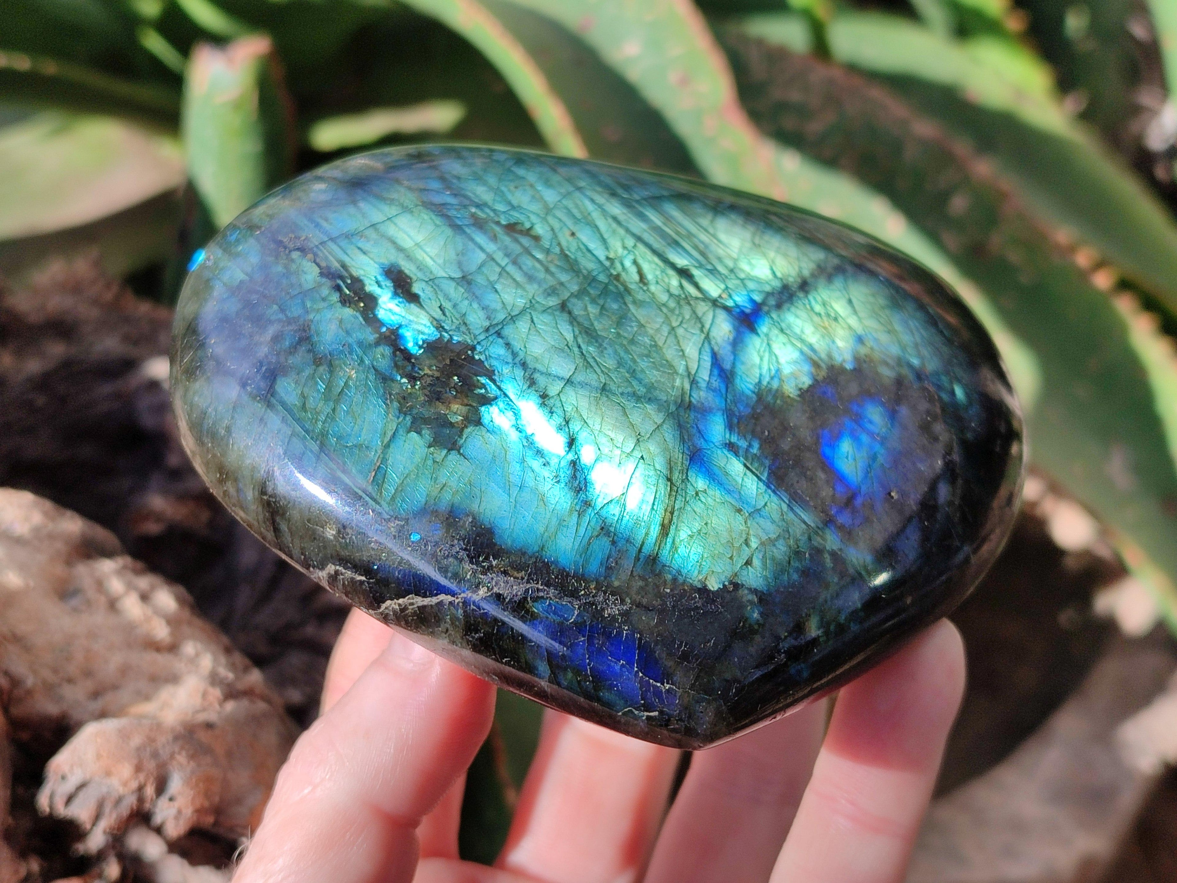 Polished Labradorite Hearts x 4 From Tulear, Madagascar