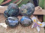 Polished Labradorite Hearts x 4 From Tulear, Madagascar
