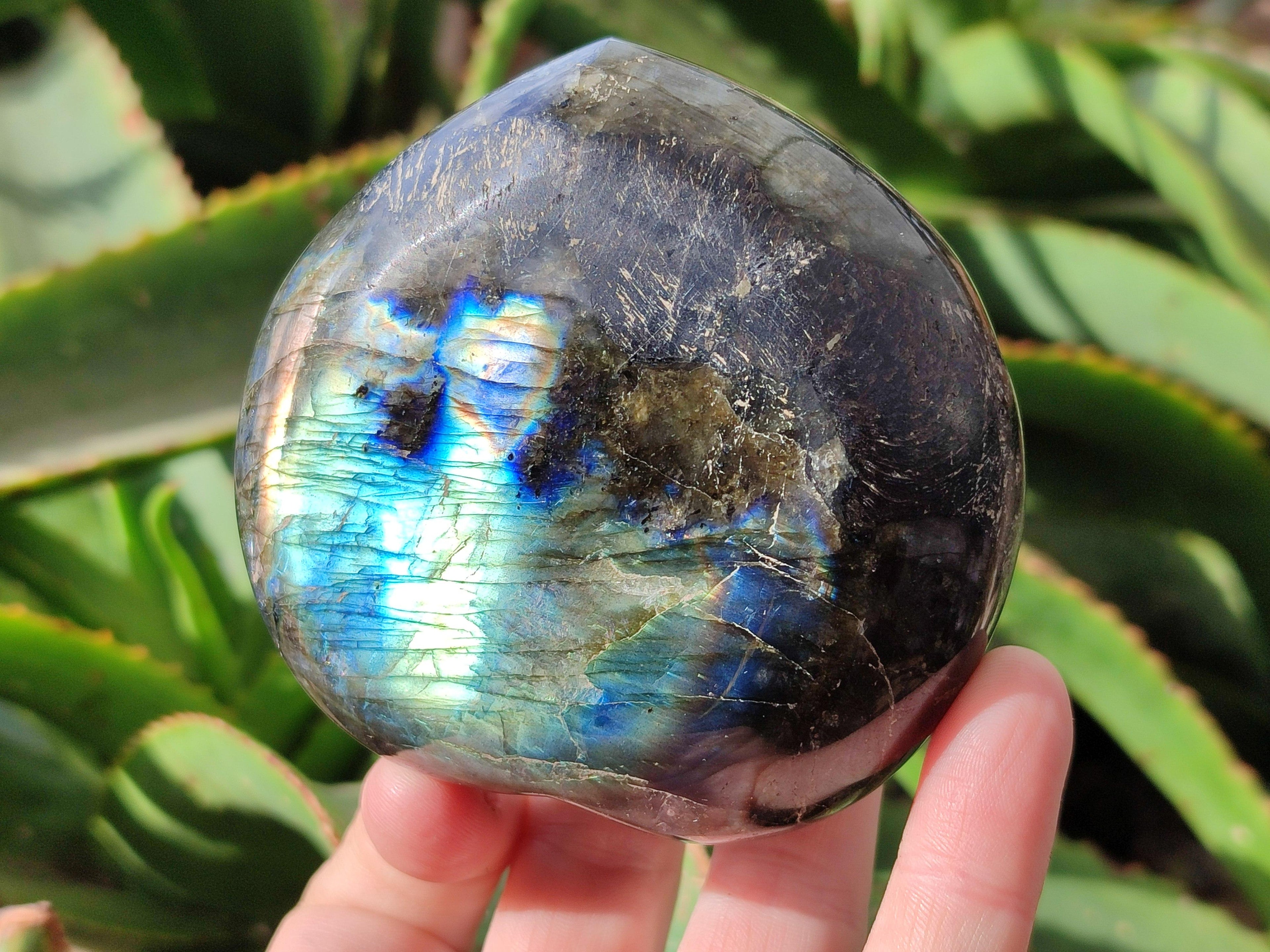 Polished Labradorite Hearts x 4 From Tulear, Madagascar