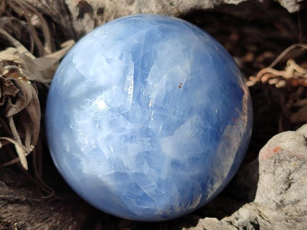 Polished Blue Calcite Spheres x 3 From Madagascar