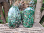 Polished Emerald Mica 'Mutokolite' Standing Free Forms x 3 From Mutoko, Zimbabwe