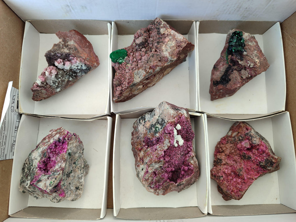 Natural Salrose Cobaltion Dolomite With Malachite Specimens x 12 From Kakanda, Congo - Toprock Gemstones and Minerals 