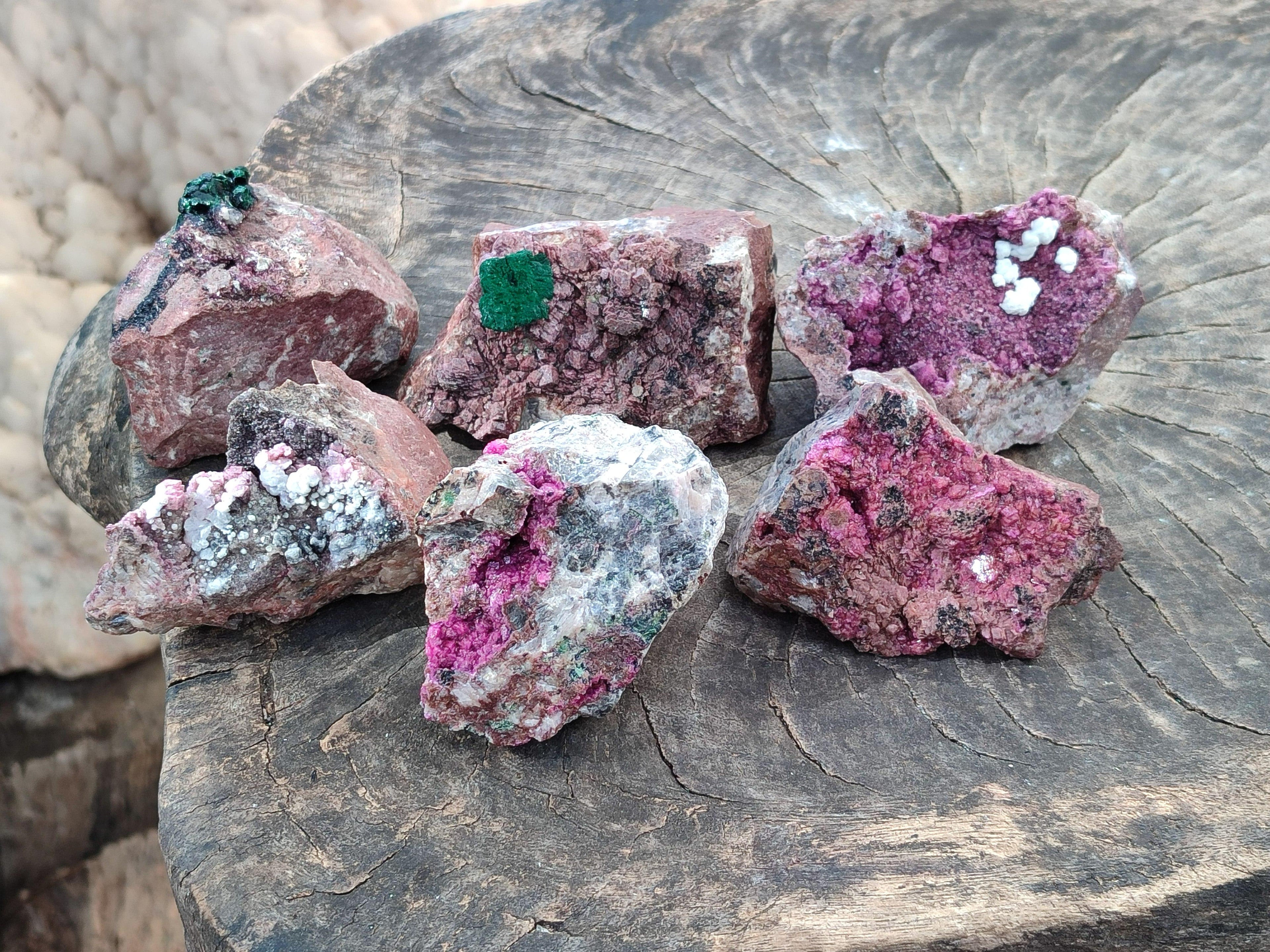 Natural Salrose Cobaltion Dolomite With Malachite Specimens x 12 From Kakanda, Congo - Toprock Gemstones and Minerals 