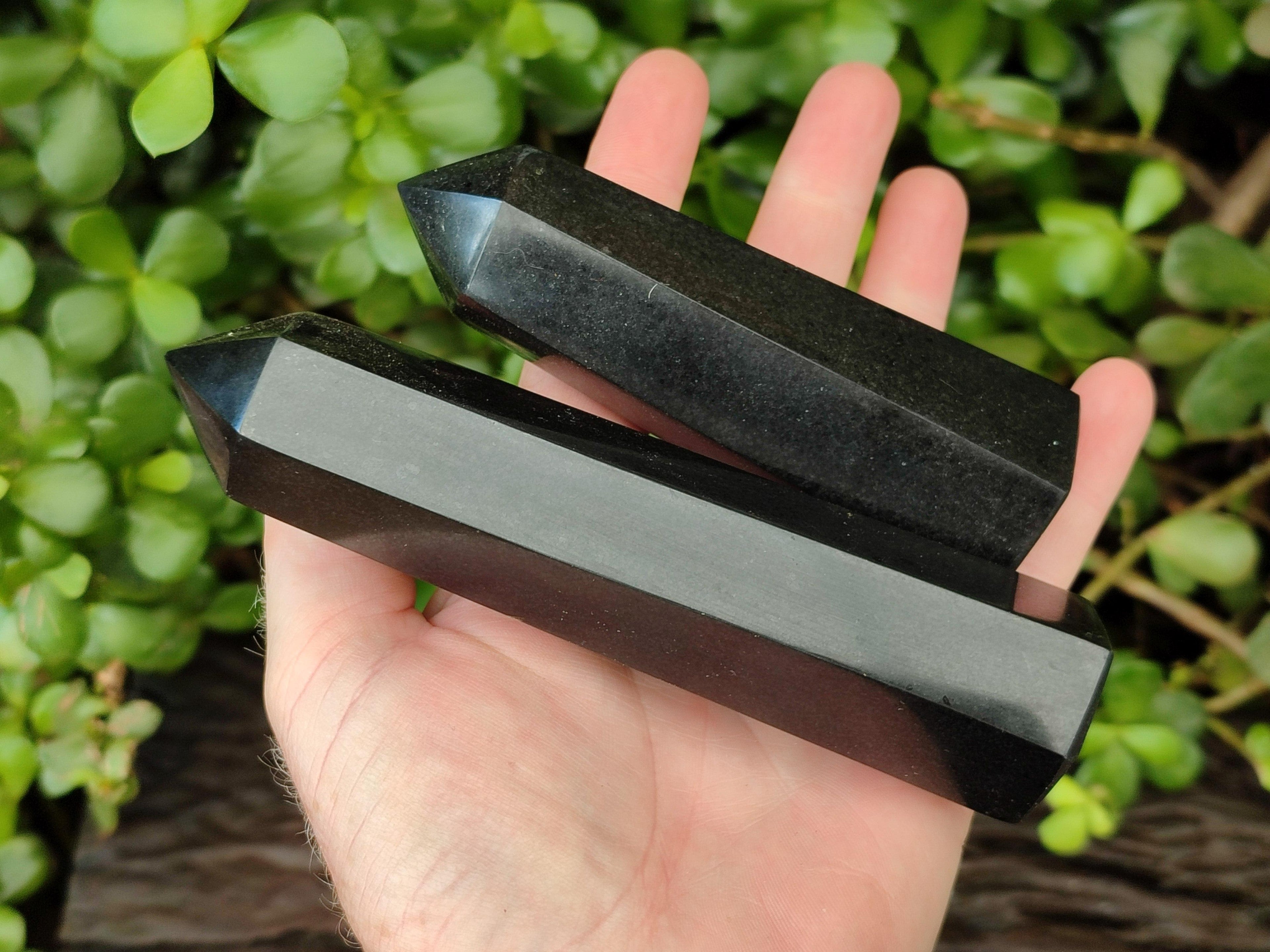 Polished Black Basalt Points And Massage Wands x 7 From Madagascar