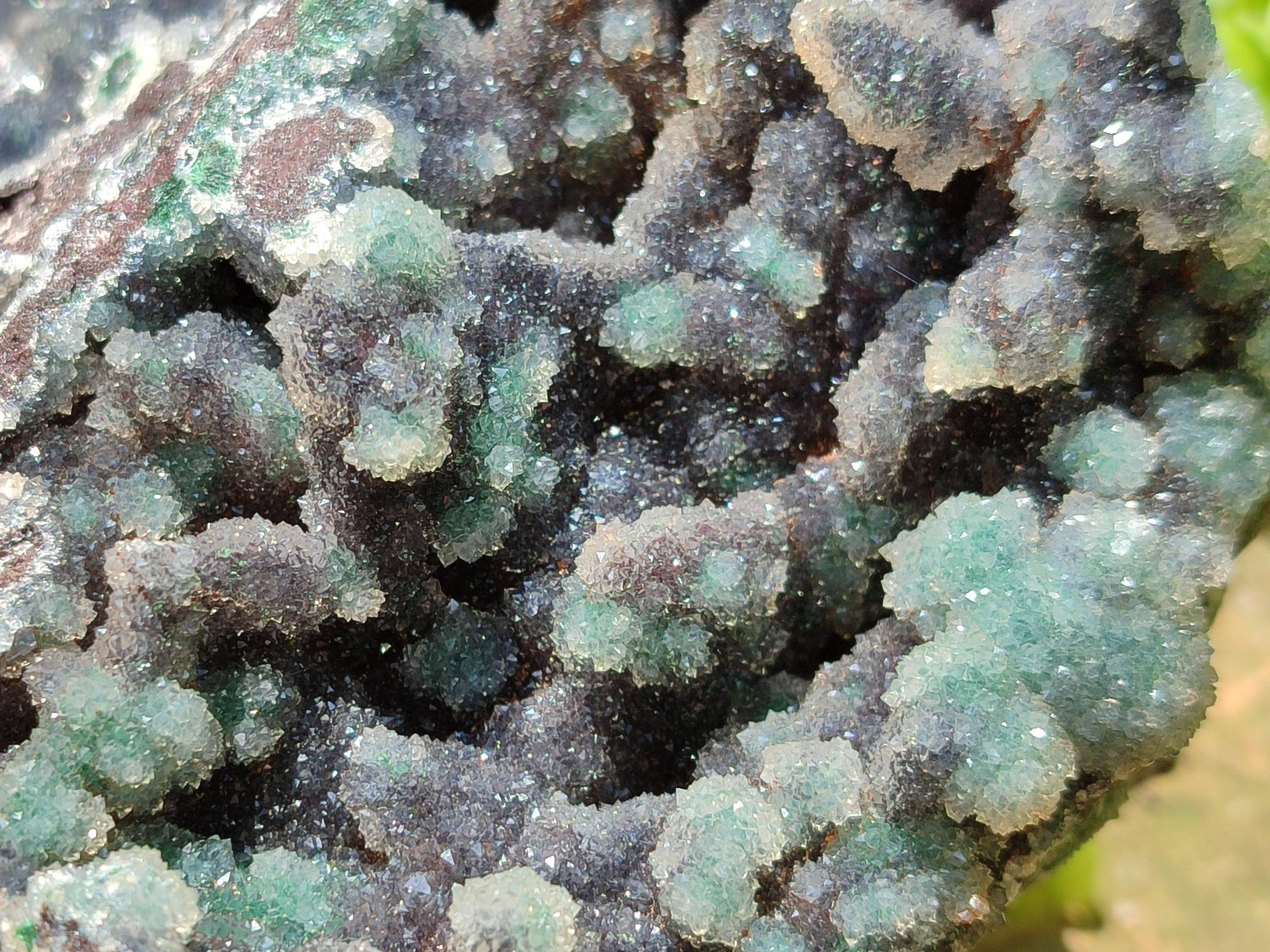 Natural Drusy Quartz Coated Ball Malachite On Dolomite Specimen x 1 From Mindingi Mine, Kambove, Congo