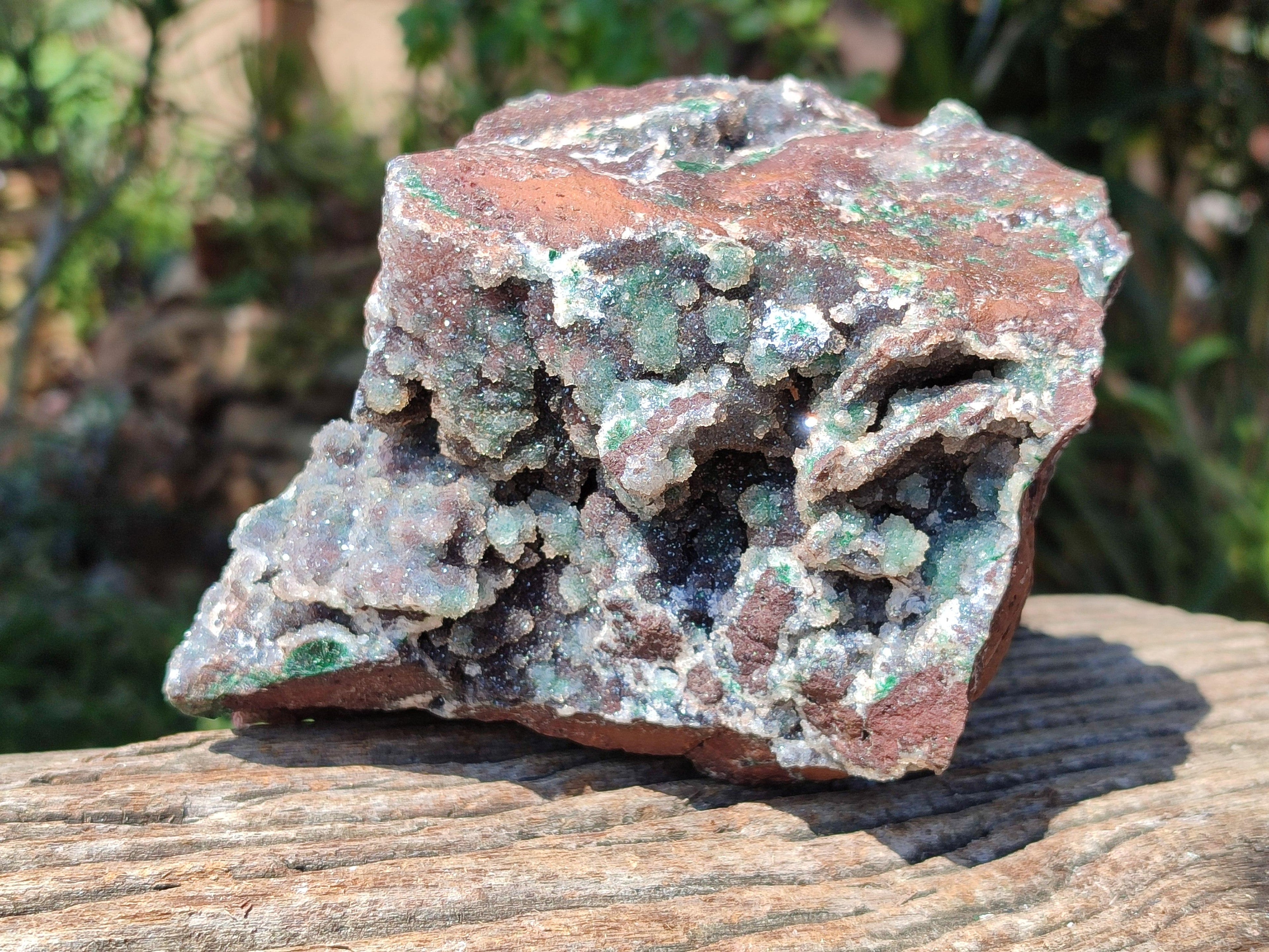 Natural Drusy Quartz Coated Ball Malachite On Dolomite Specimen x 1 From Mindingi Mine, Kambove, Congo
