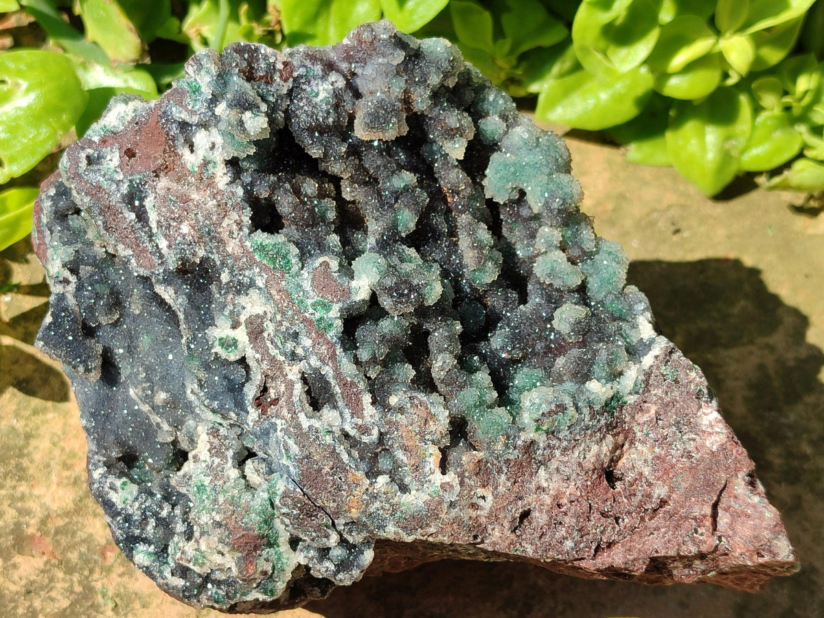 Natural Drusy Quartz Coated Ball Malachite On Dolomite Specimen x 1 From Mindingi Mine, Kambove, Congo