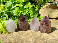 Polished Window Amethyst Crystals x 4 From Akansobe, Madagascar