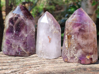 Polished Window Amethyst Crystals x 4 From Akansobe, Madagascar