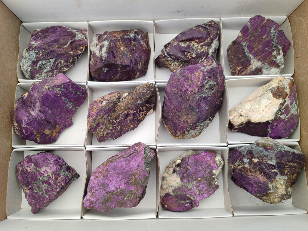 Natural Metallic Purpurite Specimens x 12 From Erongo, Namibia