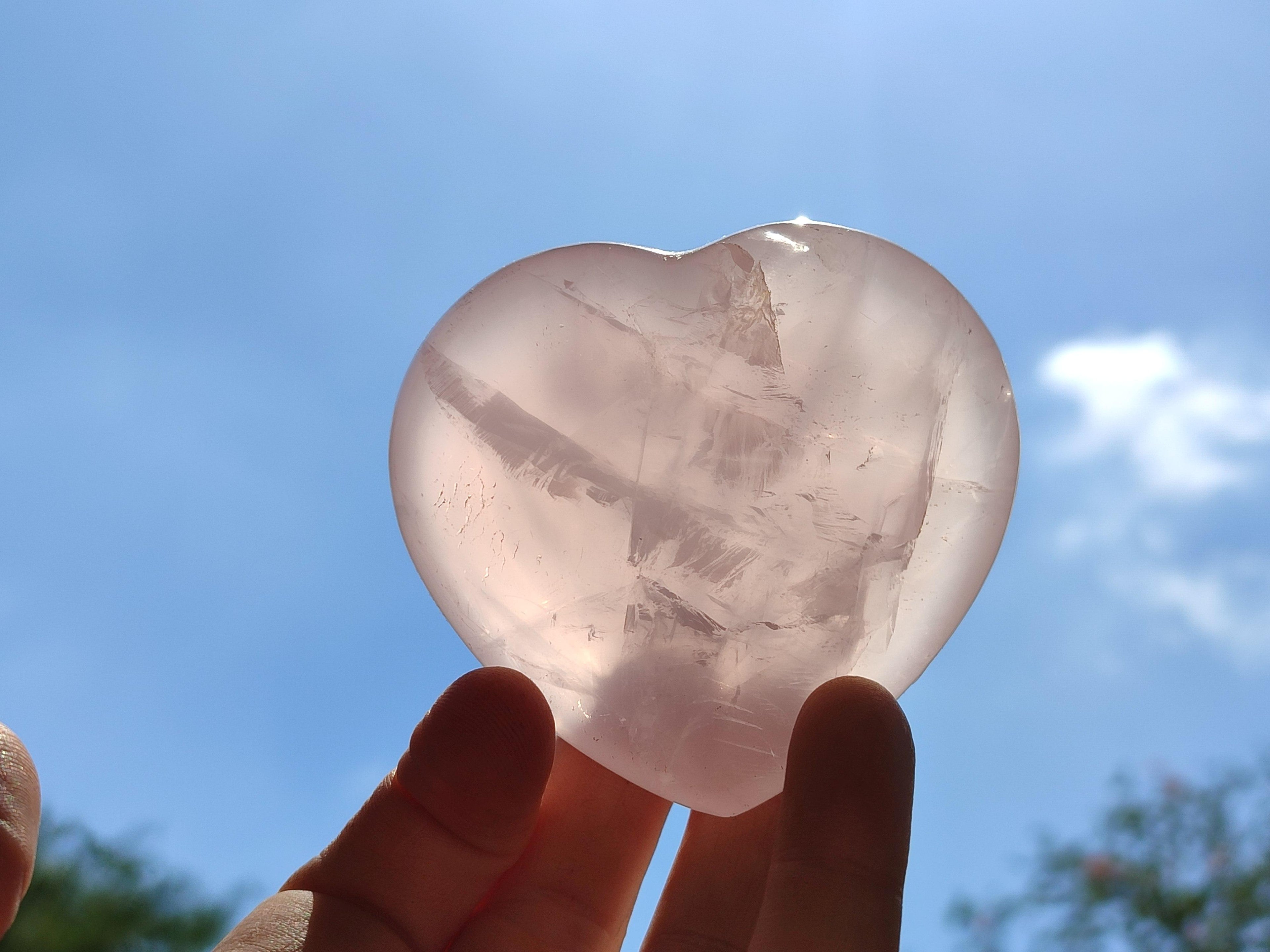 Polished Rose Quartz Hearts x 6 From Madagascar