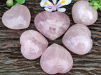 Polished Rose Quartz Hearts x 6 From Madagascar