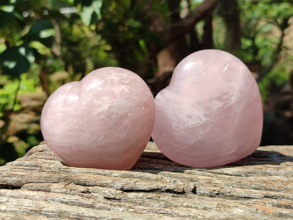 Polished Rose Quartz Hearts x 6 From Madagascar