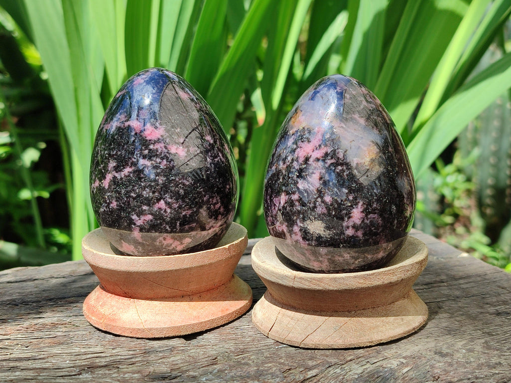 Polished Rhodonite Eggs x 6 From Ambindavato, Madagascar