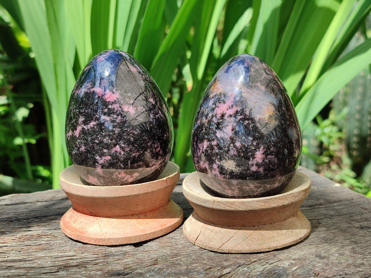 Polished Rhodonite Eggs x 6 From Ambindavato, Madagascar