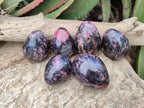 Polished Rhodonite Eggs x 6 From Ambindavato, Madagascar
