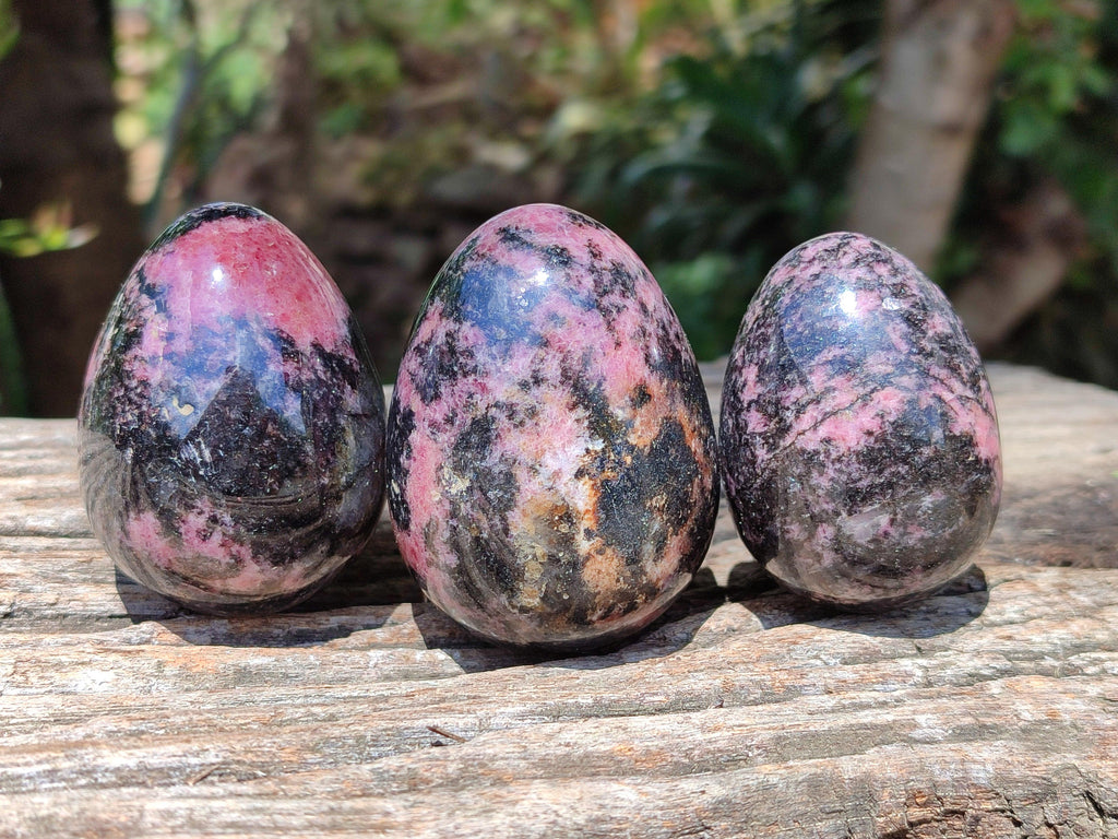 Polished Rhodonite Eggs x 6 From Ambindavato, Madagascar